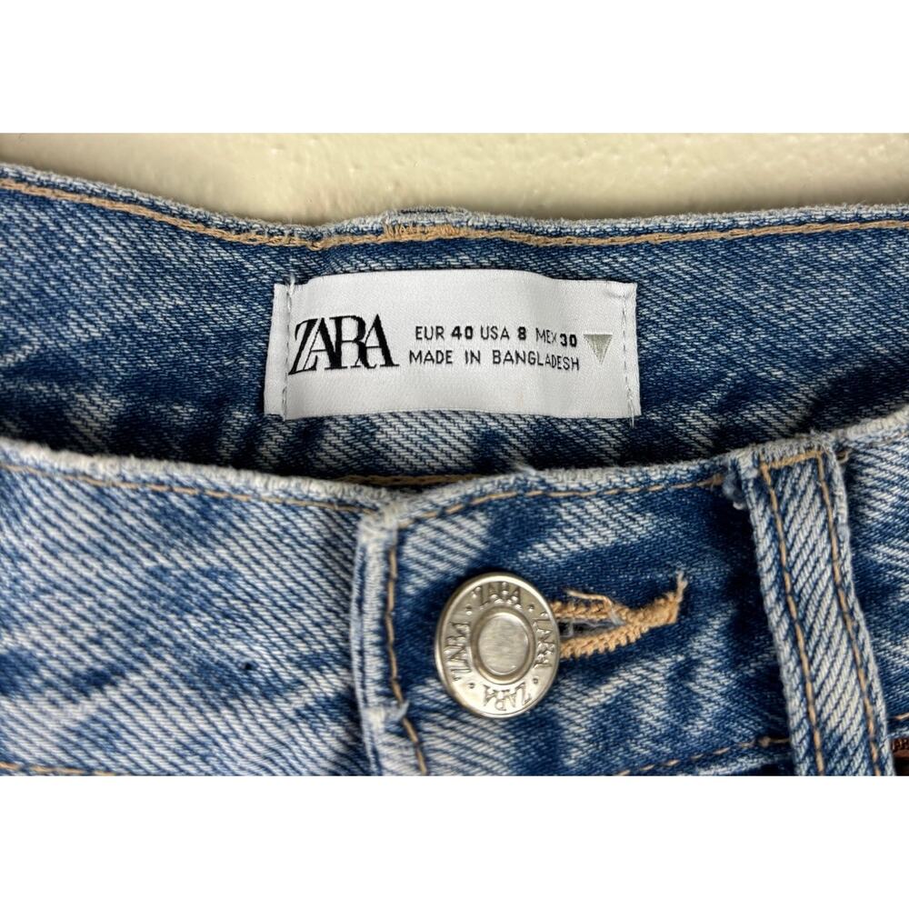 Zara Women's High Waisted Straight Leg Jeans Size 8 Medium Wash - Picture 5 of 7